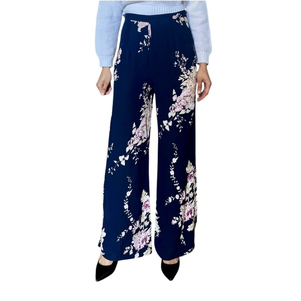 Majorelle Navy Floral Wide Leg Palazzo Trousers Summer Wedding Guest